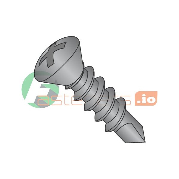 Newport Fasteners Self-Drilling Screw, #8 x 1-1/2 in, Black Oxide Steel Oval Head Phillips Drive, 4000 PK 865686 - main